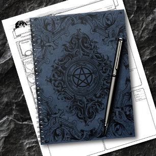 Witchery Flourish   Dusty Blue Fantasy Pentacle Notebook