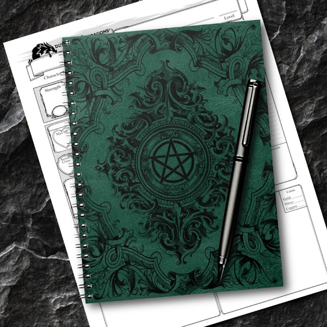 Witchery Flourish | Emerald Green Fantasy Pentacle Notebook (Creator Uploaded)