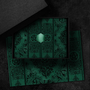 Witchery Flourish   Emerald Green Fantasy Pentacle Tissue Paper