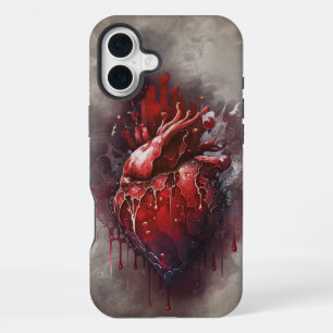 Witchery Heart with Red and Gold Bleeding Drip iPhone 16 Plus Case