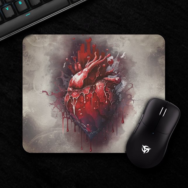 Witchery | Heart with Red and Gold Bleeding Drip Mouse Mat (Creator Uploaded)