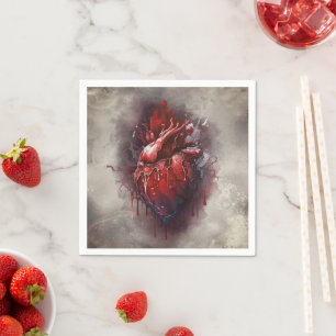 Witchery Heart with Red and Gold Bleeding Drip Napkin