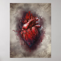 Witchery | Heart with Red and Gold Bleeding Drip