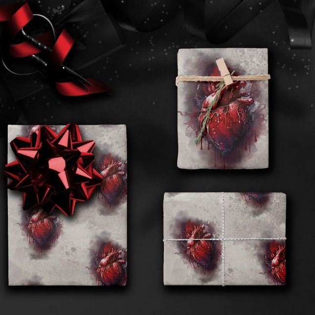 Witchery | Heart with Red and Gold Bleeding Drip Wrapping Paper Sheet (Creator Uploaded)