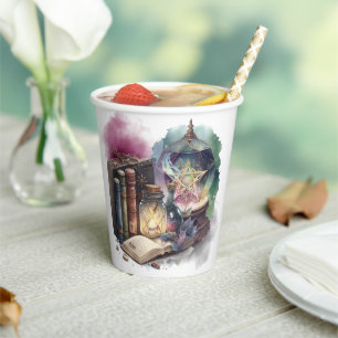 Witchery   Pastel Spellbook Tomes and Crystal Ball Paper Cups