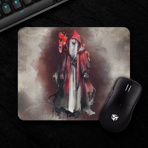 Witchery   Red Witch with Dark Evil Gothic Shadows Mouse Mat