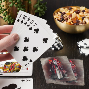 Witchery   Red Witch with Dark Evil Gothic Shadows Playing Cards