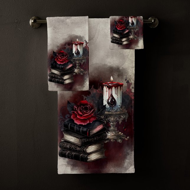 Witchery | Spellbook Tomes and Skull Candle Bath Towel Set (Creator Uploaded)