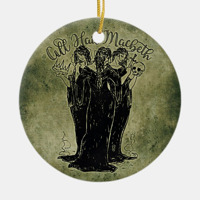 Witches All Hail Mabeth Ceramic Tree Decoration (Front)