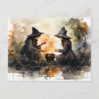 Witches and Cauldron Fall Halloween Decoupage