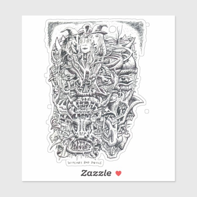 Witches and Devils, by Brian Benson Vinyl Sticker (Sheet)