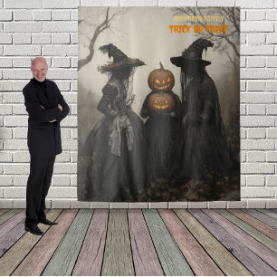 Witches and Jack-o'-lantern in Haunted Forest Tapestry