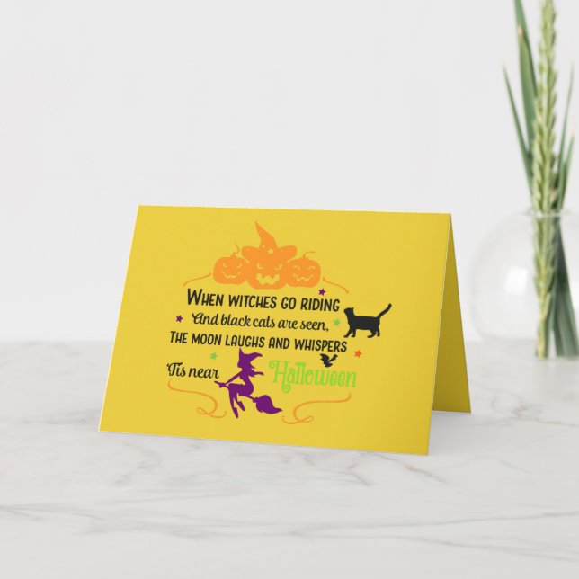 Witches And Pumpkins Greetings Card (Front)