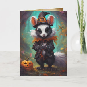 Witches are seen, Cute Skunk Witch, Halloween Card