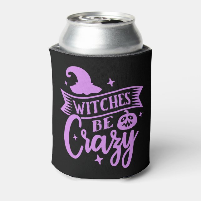 Witches Be Crazy Black and Purple Can Cooler (Can Back)