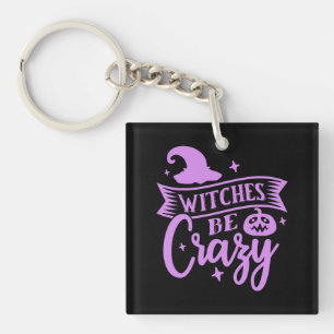 Witches Be Crazy Black and Purple Key Ring