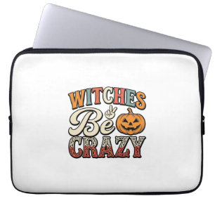 Witches Be Crazy Vintage Halloween Shirt Design_1 Laptop Sleeve