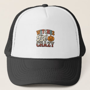 Witches Be Crazy Vintage Halloween Shirt Design_1 Trucker Hat