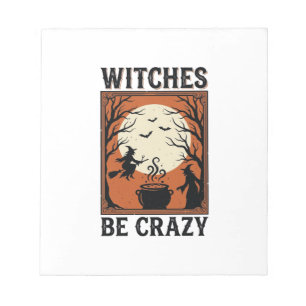 Witches Be Crazy Vintage Halloween Shirt Design (2 Notepad