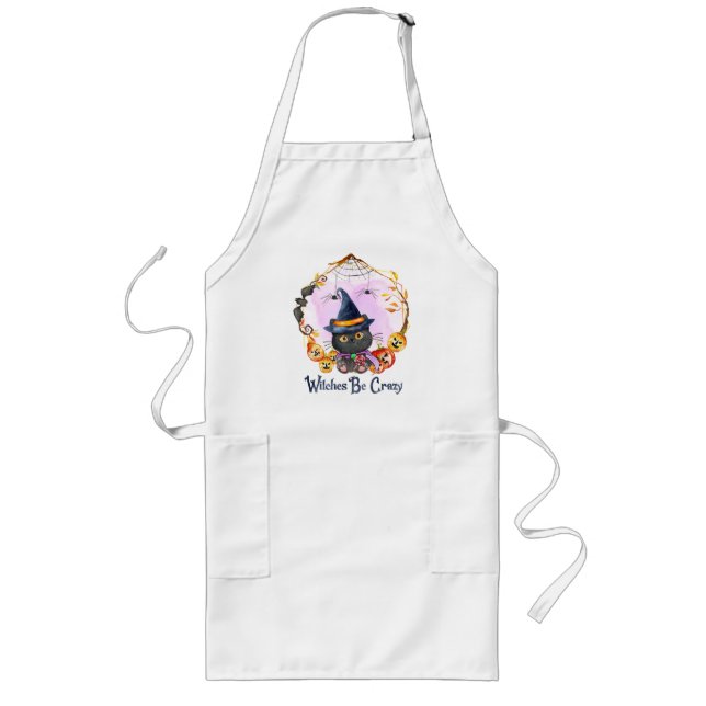 Witches Be Crazy – Witch Black Cat Long Apron (Front)