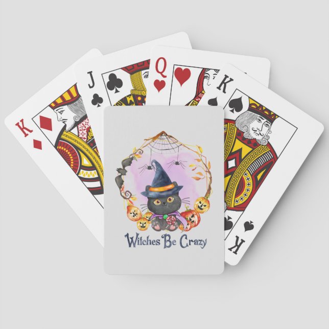Witches Be Crazy – Witch Black Cat Playing Cards (Back)