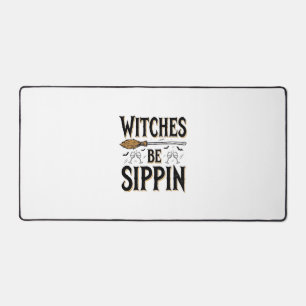 Witches Be Sippin Vintage Halloween Drink Shirt_1 Desk Mat
