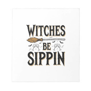 Witches Be Sippin Vintage Halloween Drink Shirt_1 Notepad