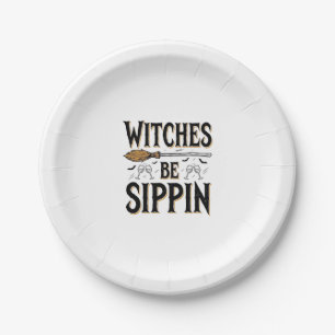 Witches Be Sippin Vintage Halloween Drink Shirt_1 Paper Plate