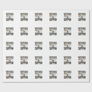 Witches Be Sippin Vintage Halloween Drink Shirt_1 Wrapping Paper