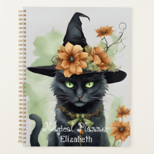 Witches Black Cat Brown Flower Magical Planner