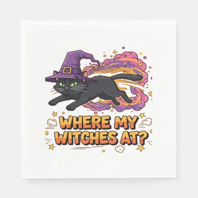 witches black cat Classic T-Shirt Napkin (Front)