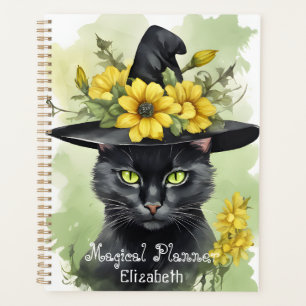 Witches Black Cat Yellow Flower Magical Planner