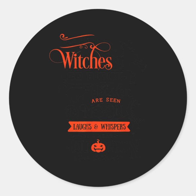 Witches, Black Cats, And Moon Halloween  Classic Round Sticker (Front)