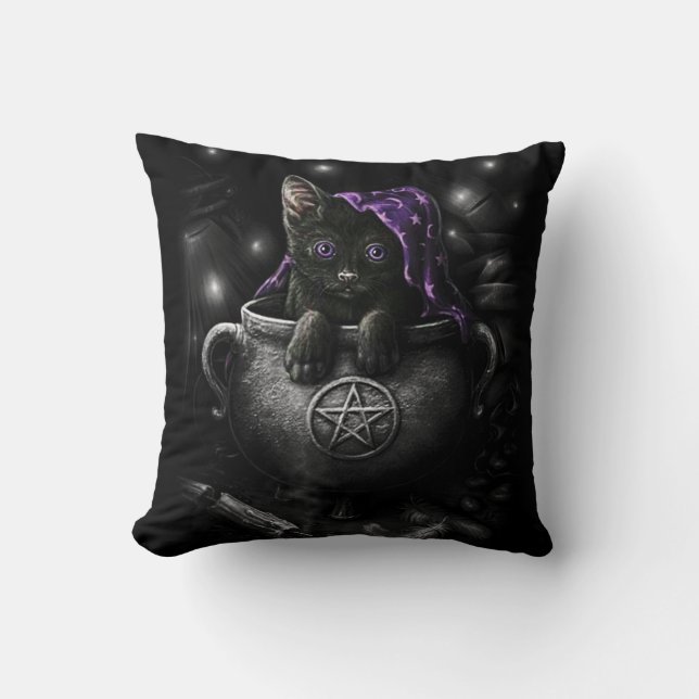 Witches Black Kitten Cushion (Front)