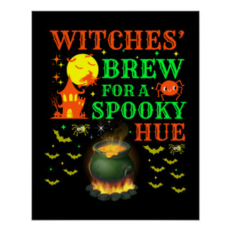 Witches' brew for a spooky hue cauldron design poster