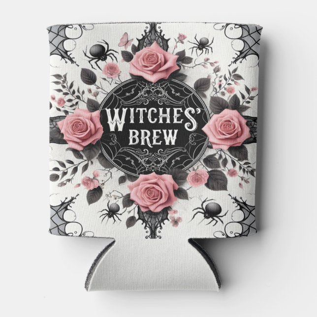 Witches’ Brew Gothic Floral Design Can Cooler (Front)