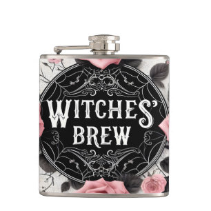 Witches’ Brew Gothic Floral Design Hip Flask
