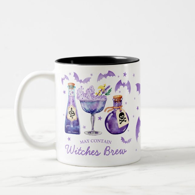 Witches Brew Halloween Cocktail Two-Tone Coffee Mug (Left)