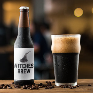 Witches Brew   Happy Halloween   Witches Hat Beer Bottle Label