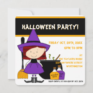Witches Brew Kid's Halloween Party Invitation 1