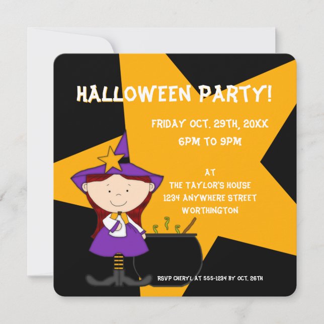 Witches Brew Kid's Halloween Party Invitation 6 (Front)