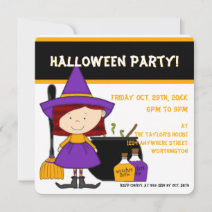 Witches Brew Kid's Halloween Party Invitation 7