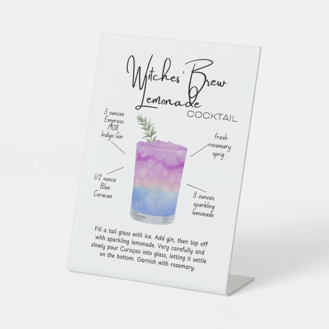 Witches’ Brew Lemonade Cocktail Pedestal Sign (Front)