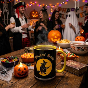 Witches' Brew Retro Woodblock Cut Halloween Mug