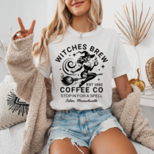 Witches Brew Salem Coffee Addict Halloween Witch  T-Shirt