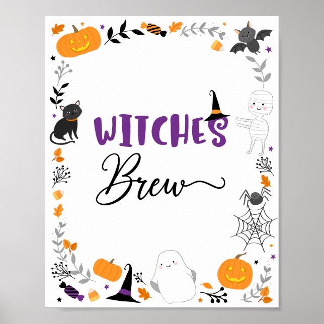 Witches Brew Spooktacular Halloween Party Sign (Front)