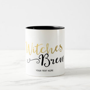 WITCHES BREW Typography Halloween Festive Two-Tone Coffee Mug