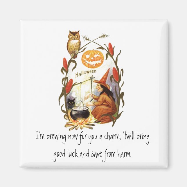 Witches Brew Vintage Halloween Magnet (Front)