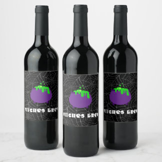 Witches Brew Wine Lable, Halloween Party Gift Label