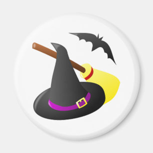 Witches Broom And Hat Magnet